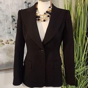 Armani Collezioni Notched Lapel Black Structured Jacket Women's Size 6